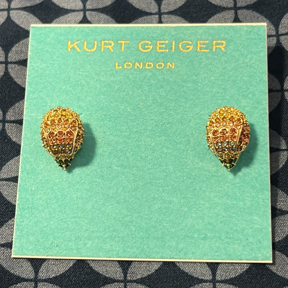 NWT KURT GEIGER LONDON Eagle Head Gold Multicolored Earrings